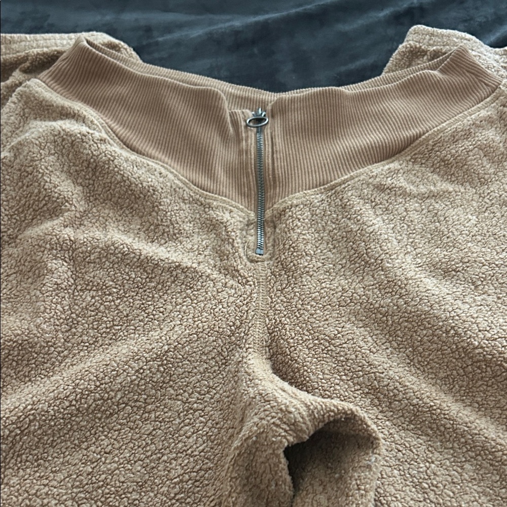 Cozy Tan Sherpa Joggers - Picture 2 of 2